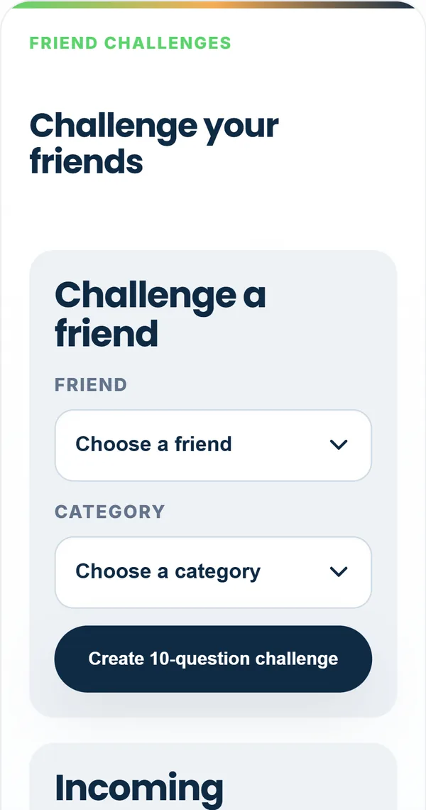 The challenge a friend form on a phone