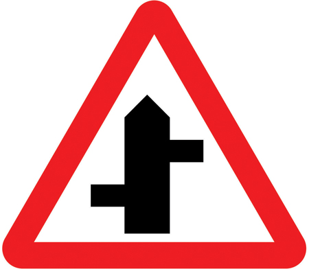 Staggered junction ahead (right/left)