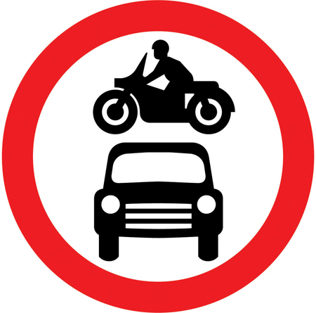 No motor vehicles sign