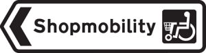 Direction to a shopping area which provides a shopmobility service for disabled people