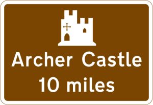 Historic castle tourist attraction 10 miles ahead