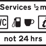 Distance ahead to services, with details of the services provided