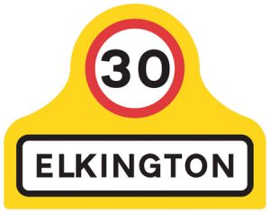 Start of a 30 miles per hour speed limit at the boundary of a town or village