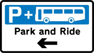 Distance and direction to a parking place ahead from which a 'Park and Ride' scheme operates