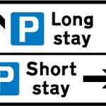 Directions to different types of parking place from a junction ahead