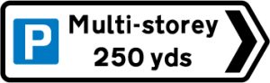 Direction and distance to a multi-storey parking place
