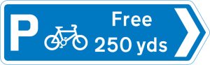 Direction and distance to a free parking place for pedal cycles