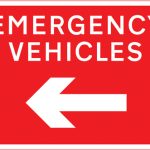 Junction ahead leading to a route for emergency vehicles to a temporary incident control point
