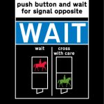 Instructions to horse riders above the push button control for an equestrian traffic crossing