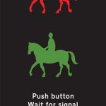 Near side light signals and instructions for horse riders at an equestrian traffic crossing facility