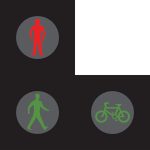 Light signals for pedestrians and cyclists at a Toucan crossing