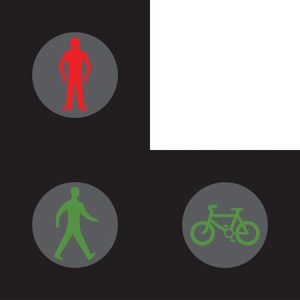 Light signals for pedestrians and cyclists at a Toucan crossing