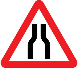 Road narrows on both sides ahead
