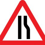 Road narrows on right ahead