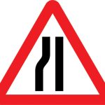 Road narrows on left ahead