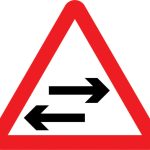 Two-way traffic on route crossing ahead