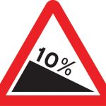 Steep hill downwards ahead (10%)
