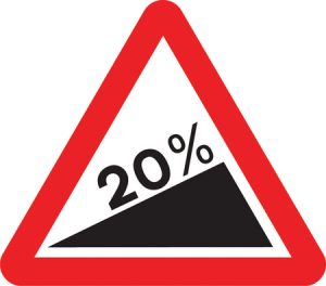 Steep hill upwards ahead (20%)