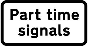 Traffic signals ahead that only operate at certain times