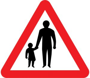 Pedestrians in road ahead