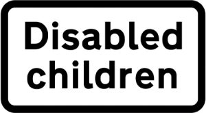 Disabled children likely to cross road ahead