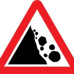 Risk of falling or fallen rocks ahead