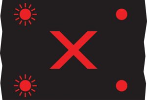 Light signal conveying the prohibition that vehicular traffic may not use the lane below the sign (gantry-mounted)