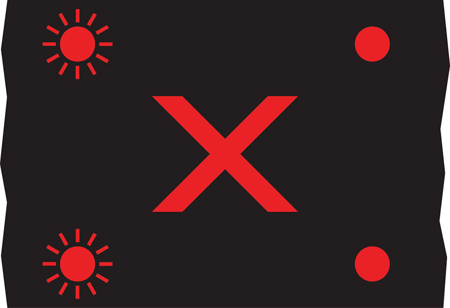 Light signal conveying the prohibition that vehicular traffic may not proceed along the lane directly beneath the signal (gantry-mounted)