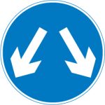 Vehicular traffic may reach the same destination by passing either side of the sign