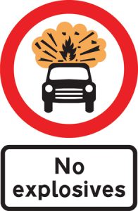 Vehicles carrying explosives prohibited