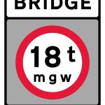 Vehicles exceeding a gross weight of 18T prohibited from crossing the bridge or structure