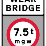 Vehicles exceeding a gross weight of 7.5T prohibited from crossing the bridge or structure