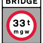 Vehicles exceeding a gross weight of 33T prohibited from crossing the bridge or structure