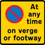 Continuous prohibition on waiting except loading and unloading on verge or footway