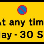 Continuous prohibition on waiting except for loading and unloading for period indicated