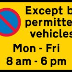 Waiting prohibited in designated off-highway loading area during the period indicated except by permitted vehicles