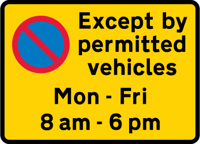 Prohibition on waiting in designated off-highway loading area during the period indicated except by permitted vehicles