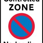 Entrance to a controlled parking zone, with loading and unloading prohibited