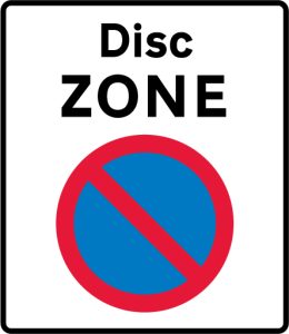 Entrance to a disc parking zone