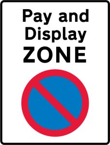 Entrance to a pay and display parking zone