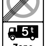 End of a controlled parking zone applying to goods vehicles over a gross weight of 5T