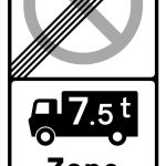 End of a controlled parking zone applying to goods vehicles over a gross weight of 7.5T