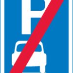 End of area where vehicles may be parked wholly on the verge or footway