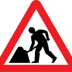 Road works or temporary obstruction of the carriageway ahead