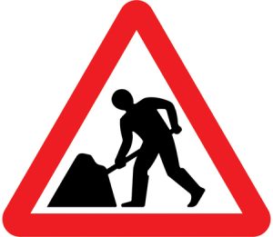 Road works or temporary obstruction of the carriageway ahead