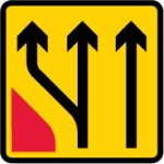 Additional traffic lane available ahead as part of temporary traffic management scheme