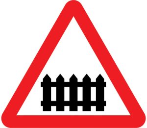 Level crossing with gate or barrier ahead