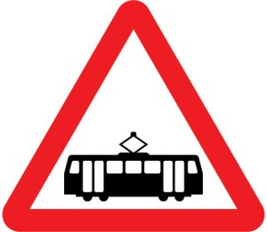 Tramcars crossing ahead