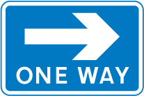 One-way traffic in direction indicated (sign for pedestrians)