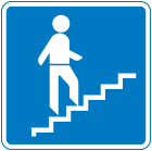 Stepped entrance to pedestrian overbridge